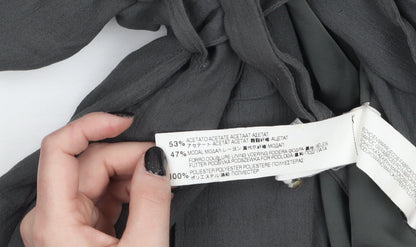 Zara Woman Grey Belted Blazer Jacket L UK 14 Women's Elegant Style