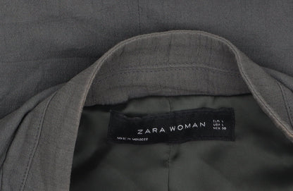 Zara Woman Grey Belted Blazer Jacket L UK 14 Women's Elegant Style
