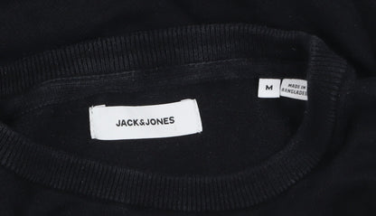 Jack & Jones Men's Black Cotton Crew Neck Pullover Jumper M