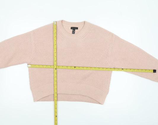 New Look Women's Pink Chunky Knit Jumper Size S Crew Neck