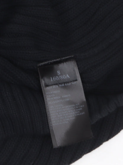 AllSaints Womens Black Wool Ribbed Full Zip Sleeveless High Neck Jumper Vest Size S