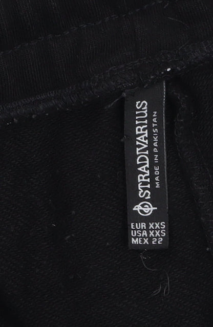 Stradivarius Women Black 2XS Jogger Sweatpants Elastic Waist