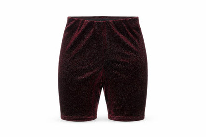 New Look Women's Red Glitter Velvet Biker Shorts Size 8