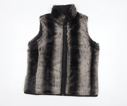 Bm Womens Grey Faux Fur Zip Waistcoat Bodywarmer M