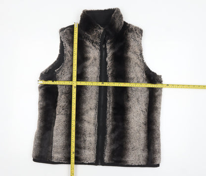 Bm Womens Grey Faux Fur Zip Waistcoat Bodywarmer M