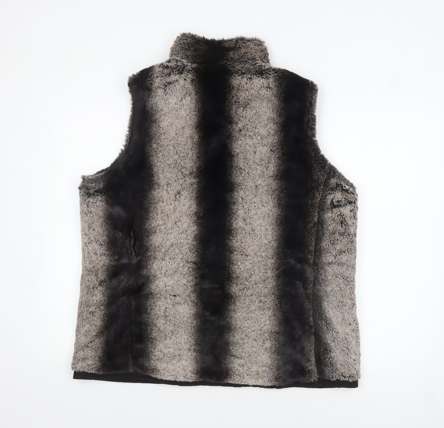 Bm Womens Grey Faux Fur Zip Waistcoat Bodywarmer M