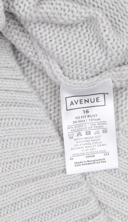 Womens UK Size 16 Avenue Grey Tunic Jumper