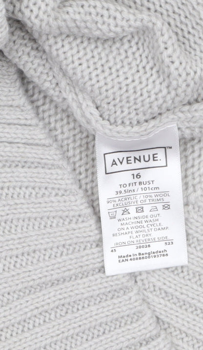 Womens UK Size 16 Avenue Grey Tunic Jumper
