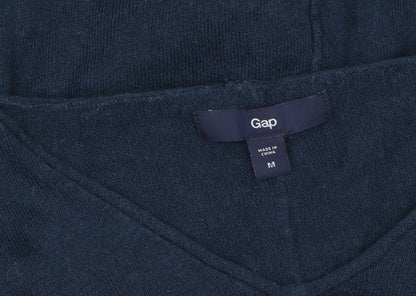Gap Women's Blue V-Neck Long Sleeve Cotton Wool Pullover Jumper M