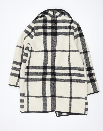 Papaya Women Black Check Knit Coatigan UK 12 Mid-Length Open Front