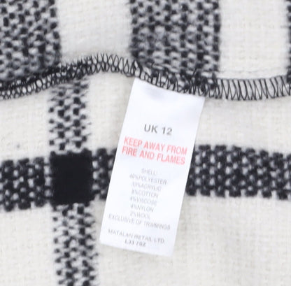 Papaya Women Black Check Knit Coatigan UK 12 Mid-Length Open Front