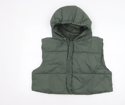 ASOS Womens Green Hooded Puffer Waistcoat Size 12 Regular Fit