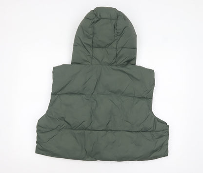 ASOS Womens Green Hooded Puffer Waistcoat Size 12 Regular Fit