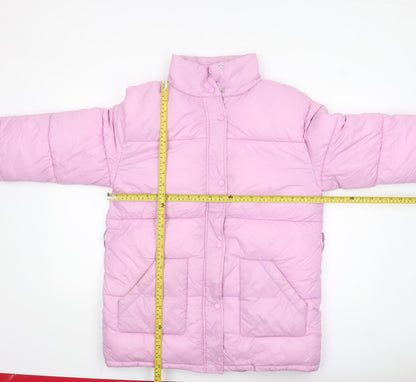 Influence Womens Pink Puffer Jacket UK 12 Winter Quilted Mid-Length Coat