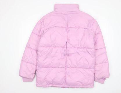 Influence Womens Pink Puffer Jacket UK 12 Winter Quilted Mid-Length Coat