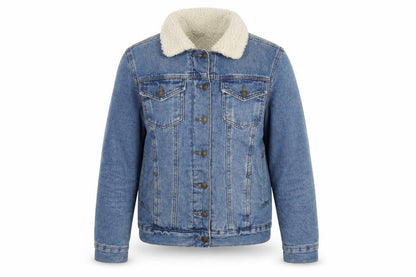 New Look Women Blue Sherpa Lined Denim Jacket Size 10