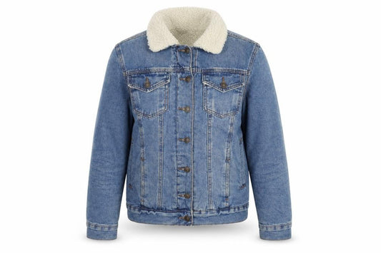 New Look Women Blue Sherpa Lined Denim Jacket Size 10