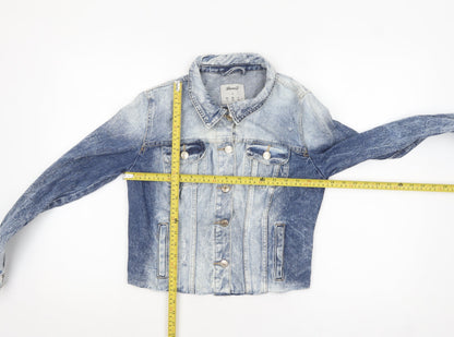 Denim Co Women's Blue Cropped Denim Jacket Size 10 Classic Style