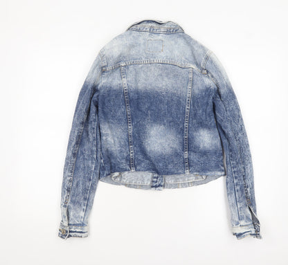 Denim Co Women's Blue Cropped Denim Jacket Size 10 Classic Style