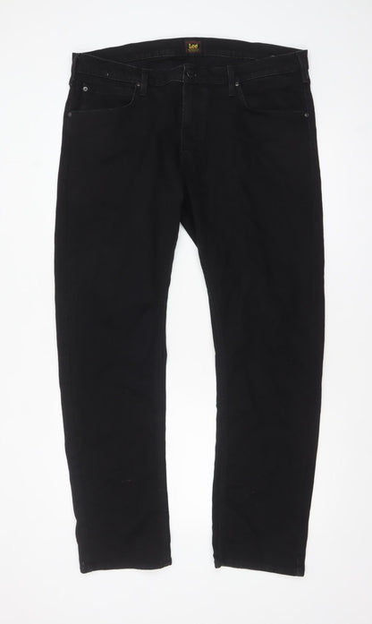 Lee Men's Black Daren Zip Fly Straight Regular Fit Jeans W38 L32