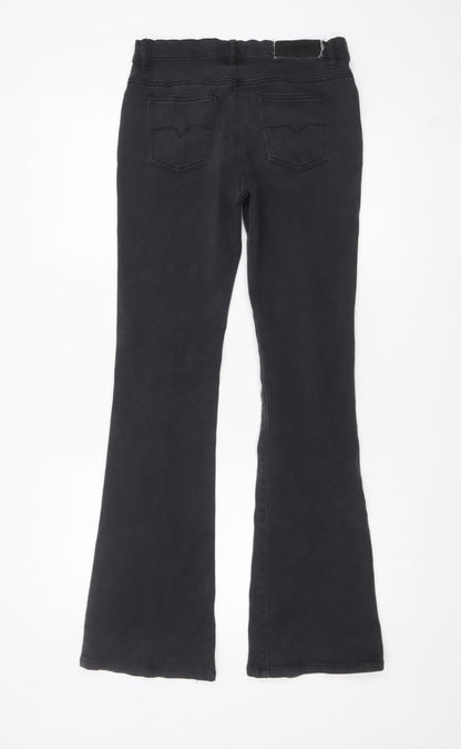 Streetwear Womens Black Flared Slim Stretch Jeans Size 5