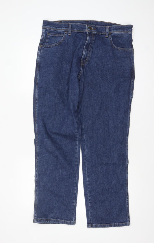 Wrangler Men's Blue Straight Regular Fit Denim Jeans W36 L30