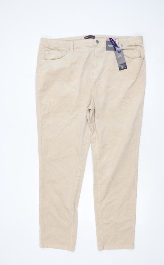 Womens UK Size 22 Marks and Spencer Regular Fit Casual Workwear Beige Trousers
