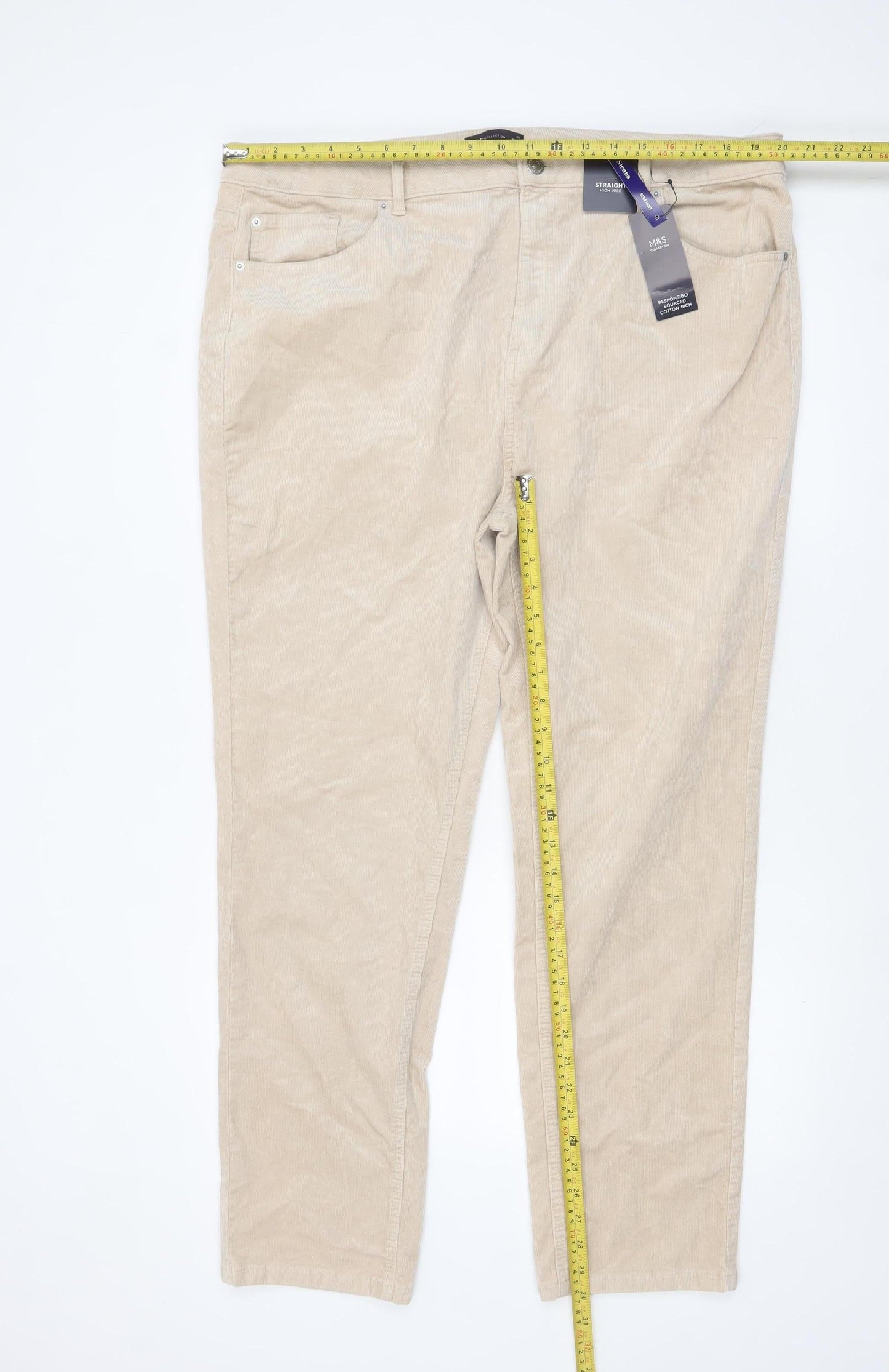 Womens UK Size 22 Marks and Spencer Regular Fit Casual Workwear Beige Trousers