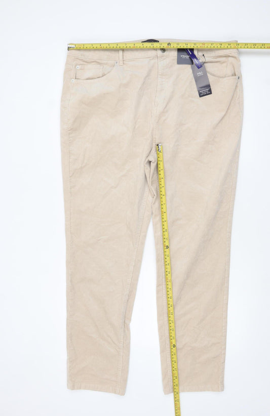 Womens UK Size 22 Marks and Spencer Regular Fit Casual Workwear Beige Trousers