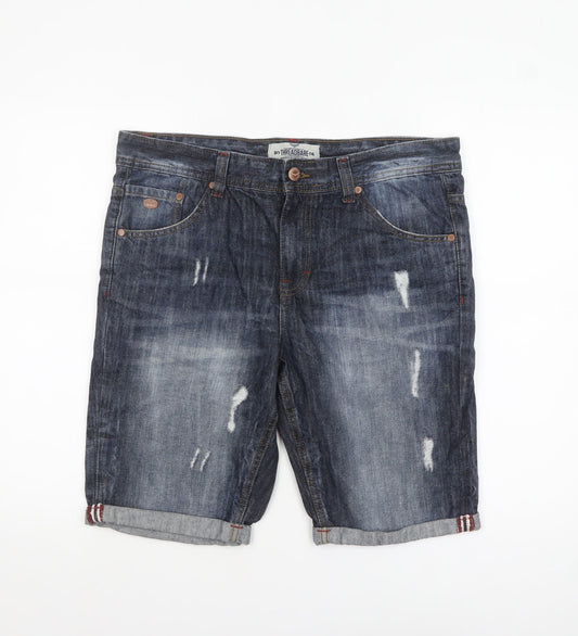 Threadbare Men's Blue Denim Distressed Shorts Size 34 Regular Fit