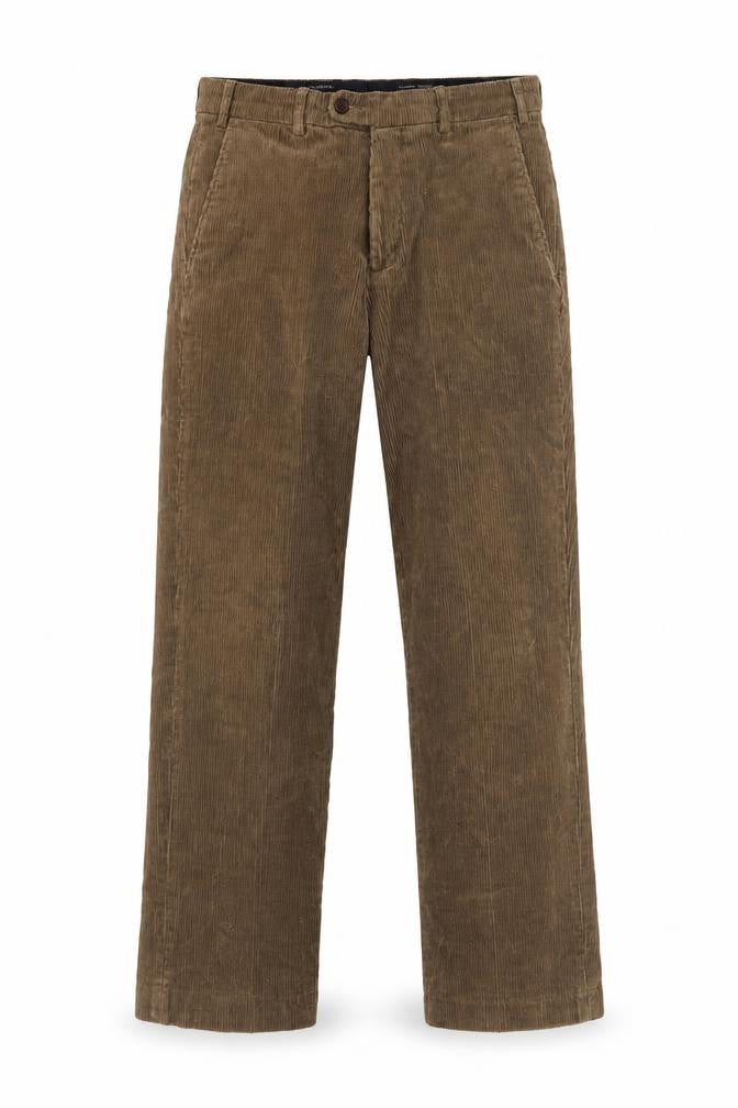 Brook Taverner Men's Brown Corduroy Chino Trousers 34W Classic Fit