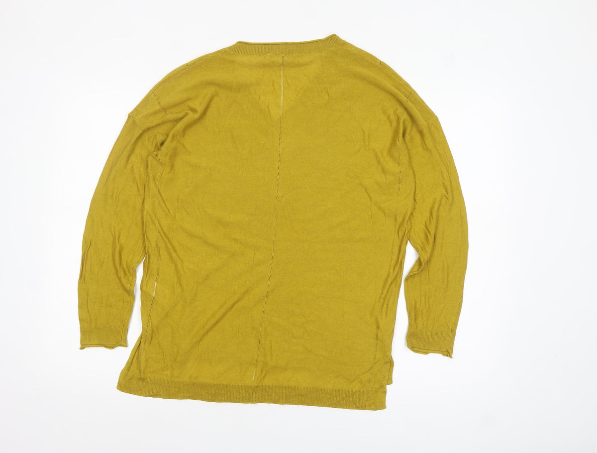 Next Women's Mustard V-Neck Long Sleeve Pullover Jumper Size 16