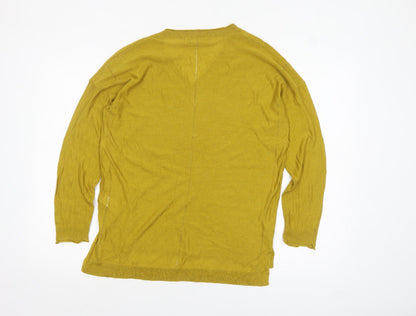 Next Women's Mustard V-Neck Long Sleeve Pullover Jumper Size 16