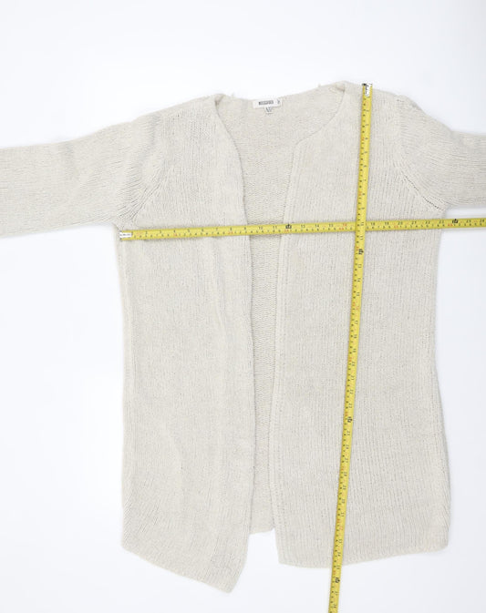Missguided Women Ivory Chunky Knit Long Sleeve Open Cardigan Size 10/12