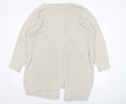 Missguided Women Ivory Chunky Knit Long Sleeve Open Cardigan Size 10/12