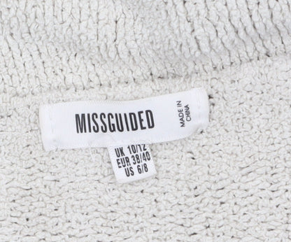Missguided Women Ivory Chunky Knit Long Sleeve Open Cardigan Size 10/12