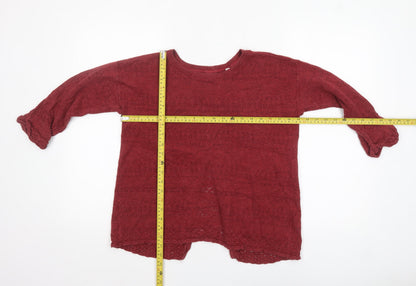Fat Face Women's Red Cotton Knit Jumper Size 8 Crew Neck