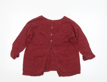 Fat Face Women's Red Cotton Knit Jumper Size 8 Crew Neck