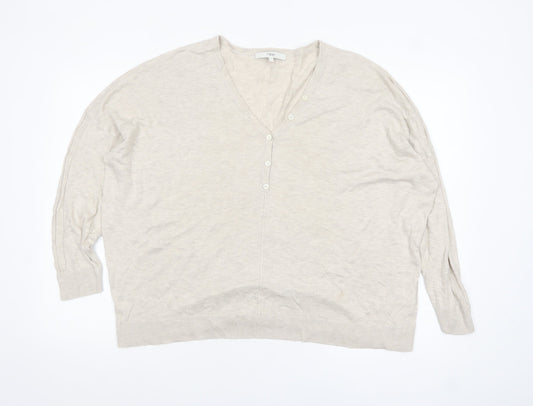 Next Womens Beige V-Neck Relaxed Knit Jumper Size M