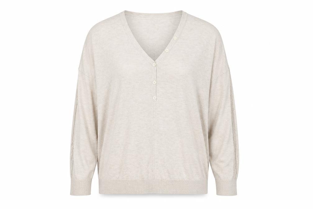 Next Womens Beige V-Neck Relaxed Knit Jumper Size M