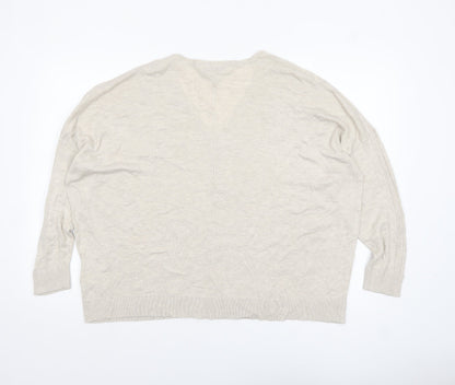 Next Womens Beige V-Neck Relaxed Knit Jumper Size M