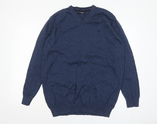 Pre End Men's Blue V-Neck Cotton Pullover Jumper XL