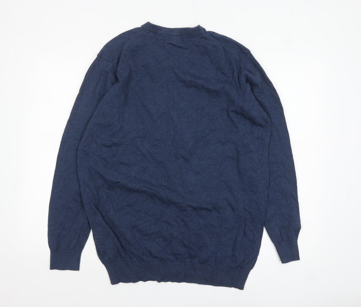 Pre End Men's Blue V-Neck Cotton Pullover Jumper XL