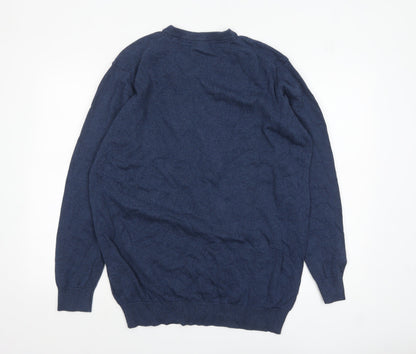 Pre End Men's Blue V-Neck Cotton Pullover Jumper XL