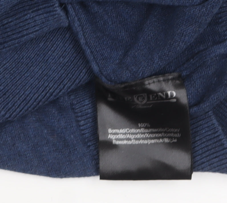 Pre End Men's Blue V-Neck Cotton Pullover Jumper XL
