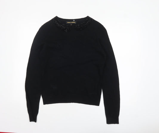 Clements Ribeiro Women’s Black Beaded Collar Jumper Size 14
