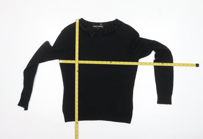 Clements Ribeiro Women’s Black Beaded Collar Jumper Size 14