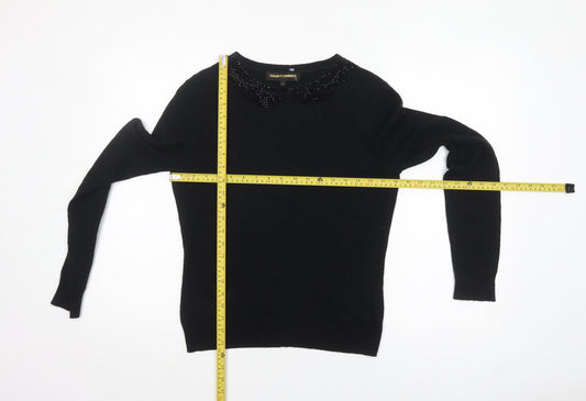 Clements Ribeiro Women’s Black Beaded Collar Jumper Size 14