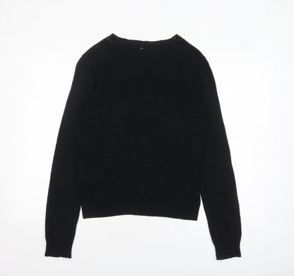 Clements Ribeiro Women’s Black Beaded Collar Jumper Size 14