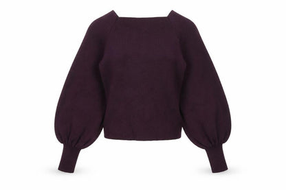 Topshop Women Purple Balloon Sleeve Knit Jumper Size 8